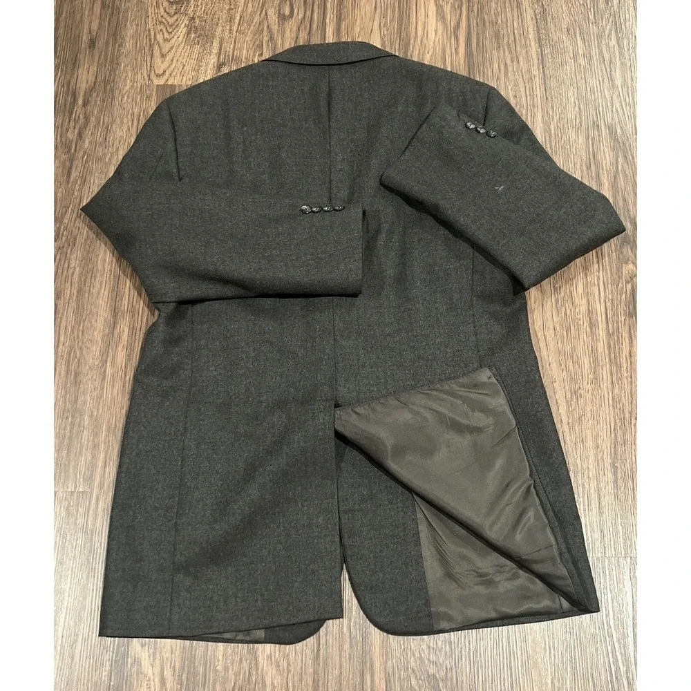 NORDSTROM Mens Blazer Sport Coat Casual Jacket Size 42R Pure Wool Plaid Gray